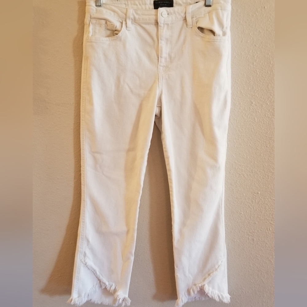 Sanctuary Denim Womens White Denim Pant Fringled Cuff Size 30